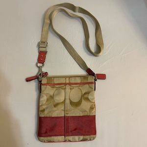Coach Signature C Crossbody Swingpack Bag Pink/Khaki Canvas